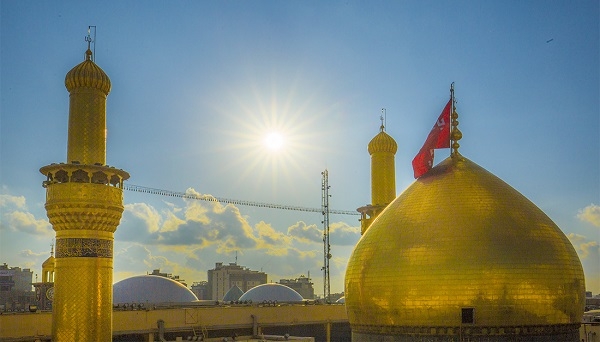 انجاز الهيكل الحديدي لقبة حرم الامام الحسين {ع}